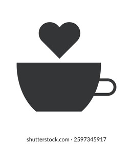 Coffee Heart Icon. Love and Relationship Icon.