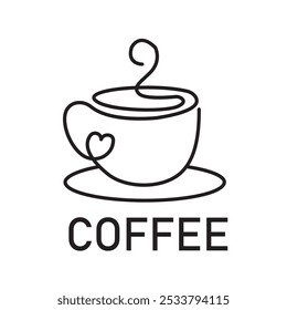 Café con el gráfico del Vector del icono del corazón,
Icono del café del Vector