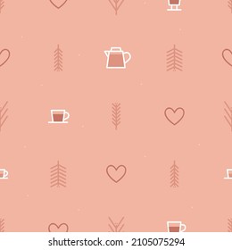 Café y corazón en un fondo rosa - fondo vectorial
