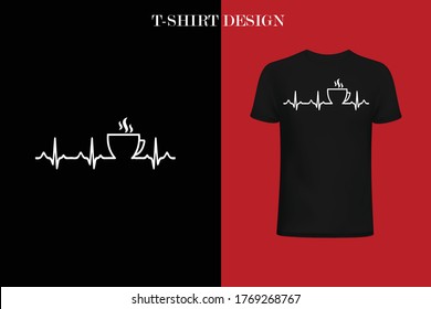 Kaffee Heartbeat T-Shirt Design. Funny Coffee Heartbeat T-Shirt.