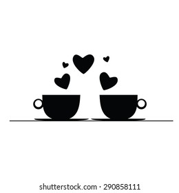 coffee with hearts black vector art silhouette