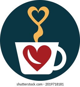 Coffee with hearts, illustration, vector on a white background.