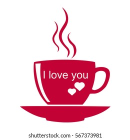 Coffee  with hearts for Valentine's Day. icon A cup for lovers. Cup of hot drink. Vector illustration.
