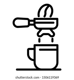 Coffee holder and cup icon. Outline coffee holder and cup vector icon for web design isolated on white background
