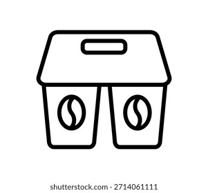 Icono de titular de café o taza de té, ilustración de contorno negro plano de Vector