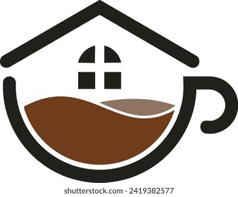 Coffee with Home Logo Template in a modern minimalist style