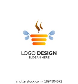 Coffee and honey for cafe and drink logo design