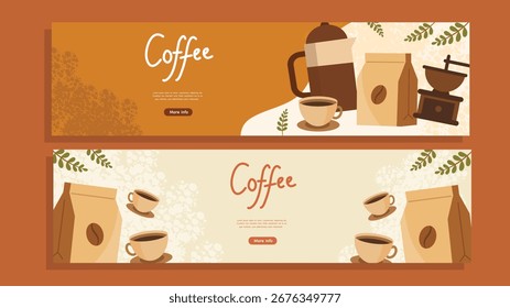 Vetor de design de panfleto horizontal de café