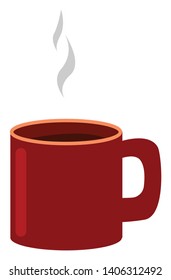 Coffee is a hot beverage made by with water and ground or powdered coffee beans. Served without milk is black coffee, vector, color drawing or illustration. 