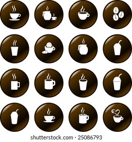 coffee and hot beverages button set