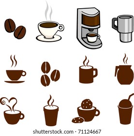 coffee and hot beverages illustrations and symbols set