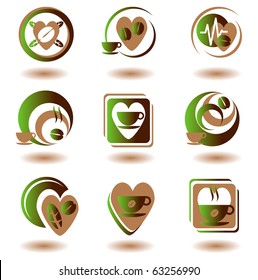 coffee and hot beverages symbol set 1