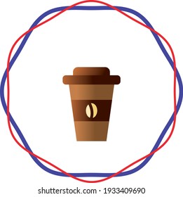 café caliente o té helado para ir, imagen de color marrón. vector con fondo blanco