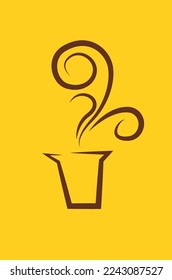 Icono de vector amarillo de café caliente mañana caliente Ilustración