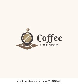 Coffee hot spot with pin and map