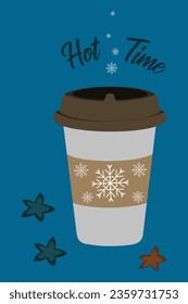 Coffee hot time snow snowflakes