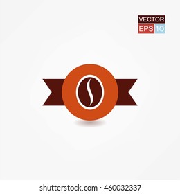 Coffee house badges, labels, logo design with ribbon