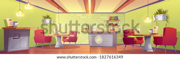 Coffee House Cafe Interior Cashier Desk Stock Vector (Royalty Free ...