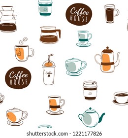 Coffee house and cafe patterned background vector