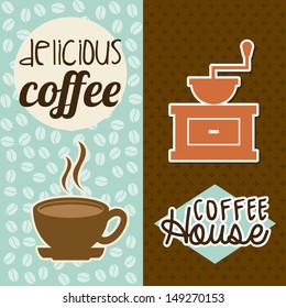 coffee house design over brown and blue background vector illustration