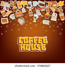 Coffee House  - Doodle Elements Poster. Thin Line Icons. Vector Illustration