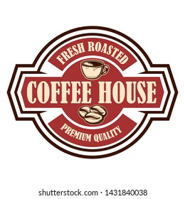 Coffee house emblem template. Design element for logo, label, sign, poster, flyer. Vector illustration