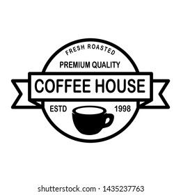 Coffee house emblem template. Design element for logo, label, sign, poster, flyer. Vector illustration
