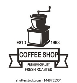 Coffee house emblem template. Design element for logo, label, sign, poster, flyer. Vector illustration