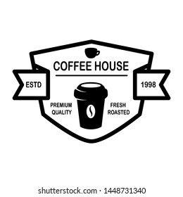 Coffee house emblem template. Design element for logo, label, sign, poster, flyer. Vector illustration