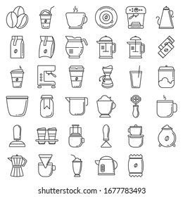 coffee house equipment outline set