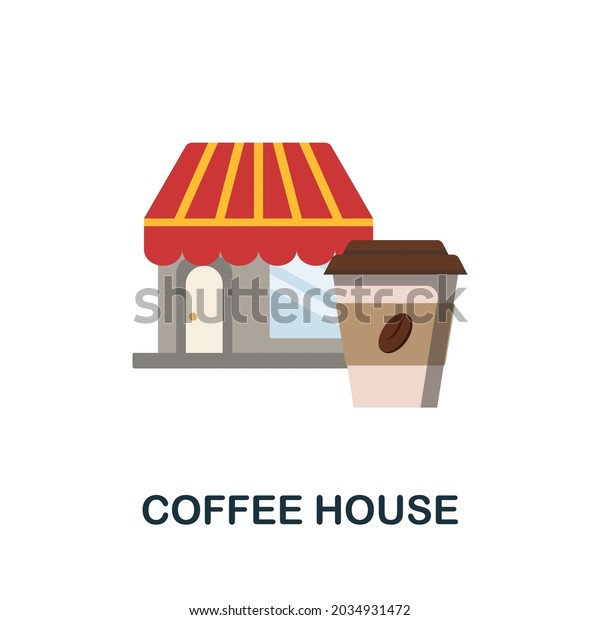 Coffee House flat icon. Colored\
sign from small business collection. Creative Coffee House icon\
illustration for web design, infographics and\
more