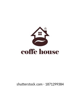 Coffee house flat logo in brown color