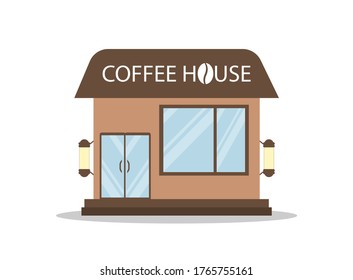 Coffee house in flat style. Cafe. Vector flat icon