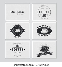 Coffee house. The food and service. Set of Typographic labels. Flat vector illustration
