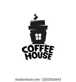 Coffee House hand drawn logo, emblem. Vector illustration