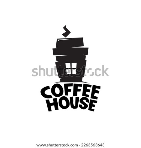 Coffee House hand drawn logo, emblem. Vector illustration