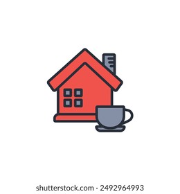 Icono de Coffee House. Vector.Trazo editable.signo de estilo lineal para el uso de Diseño web,logo.Ilustración de símbolo.