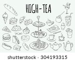 coffee house icons of desserts, tea and coffee