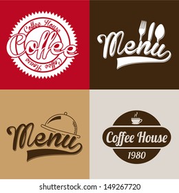 coffee house labels over colorful background vector illustration 