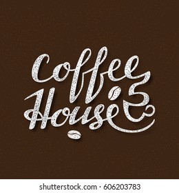 Coffee House lettering. Handwritten inscription for cafe signboard or poster design.