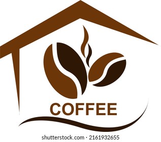 coffee house logo with coffee beans illustration.