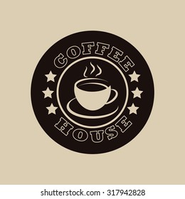 Coffee house logo in brown colors on a background