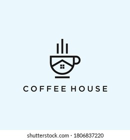 coffee house logo design icon vector silhouette illustration