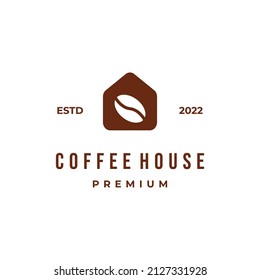 Coffee house logo design retro hipster vintage coffee bean in house logo
