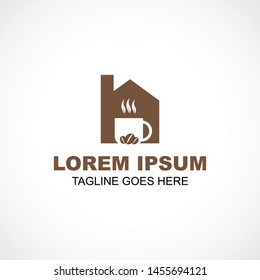 Coffee house logo with home vector illustrations for coffee shops