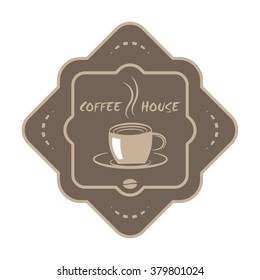 Coffee house logo, label, icon or badge design. Cup of coffee or tea. Vector illustration