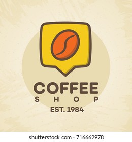 Coffee house logo with pin and coffee bean color style isolated on background for cafe, shop. Vector design elements, logos, identity, labels, badges and other branding objects. Vector illustration.