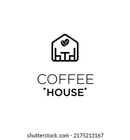 Coffee House logo with simple black outline vector