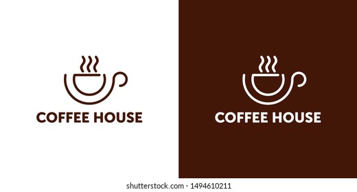 COFFEE HOUSE logo vector. coffee logotype design template. brown and white icon cafe