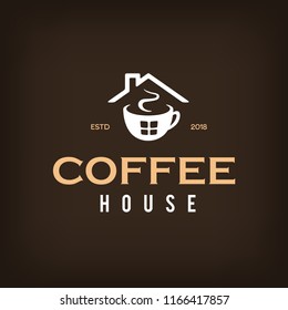 Coffee house logotype template. Coffee related emblem label badge sign. Vector vintage illustration.